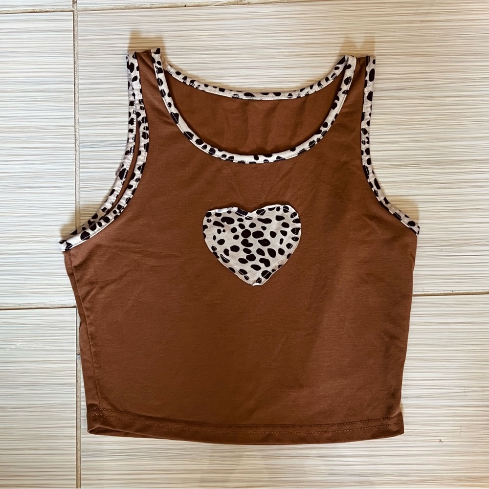 Brown Heart Tank Top